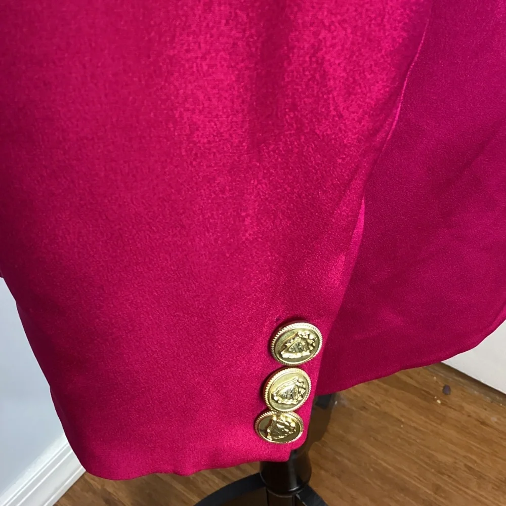 TALBOTS SIZE 10 FUCHSIA 100% SILK BLAZER JACKET CLASSIC ELEGANT FEMININE - Picture 5 of 11